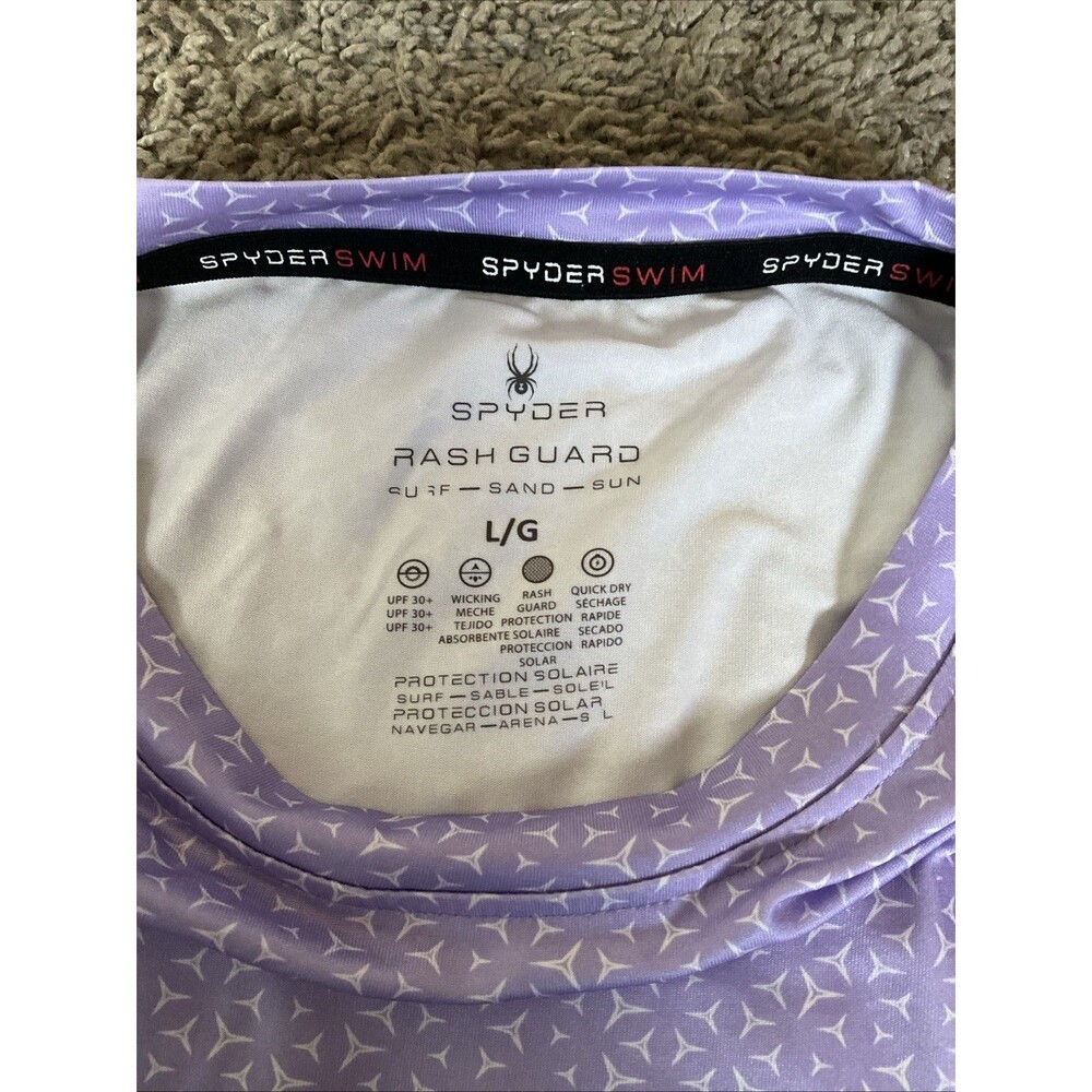 Spyder Rash Guard Shirt Mens Large Purple Quick Dry UPF 30+ Surf Sun New - Picture 2 of 3